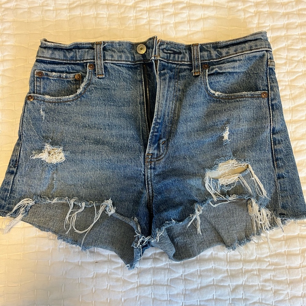 Abercrombie & Fitch Blue Distressed Jean Shorts